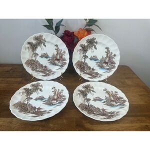 Old Mill Johnson Brothers Side Plates 4 Vintage English‎ Ironstone MCM Dining